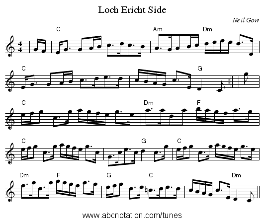 Loch Ericht Side - staff notation
