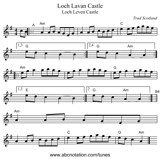 Loch Lavan Castle - staff notation