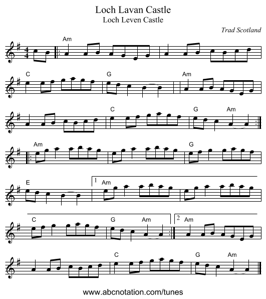 Loch Lavan Castle - staff notation