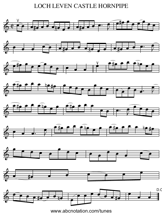 LOCH LEVEN CASTLE HORNPIPE - staff notation