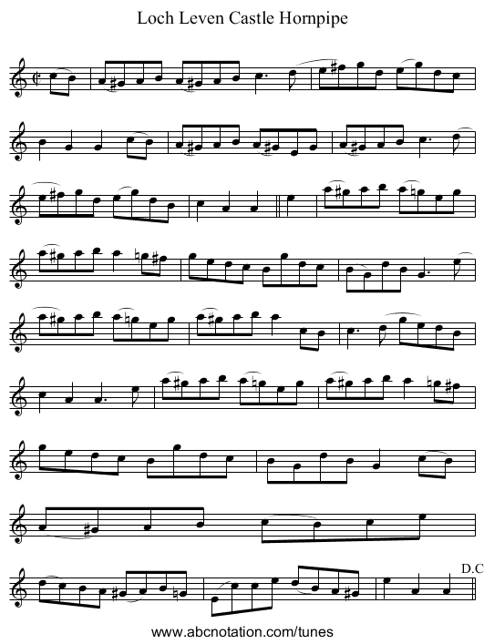 Loch Leven Castle Hornpipe - staff notation