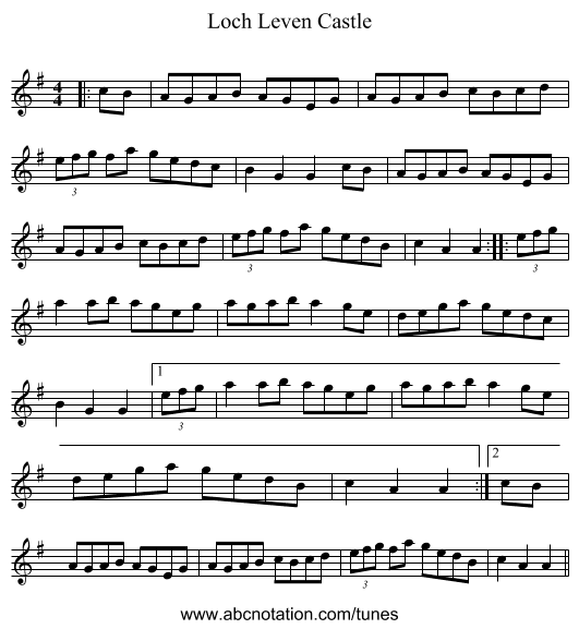 Loch Leven Castle - staff notation