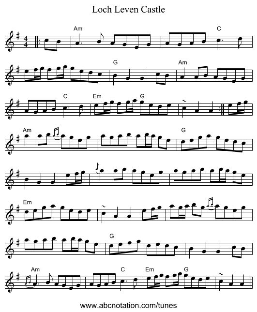 Loch Leven Castle - staff notation