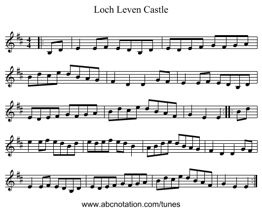 Loch Leven Castle - staff notation