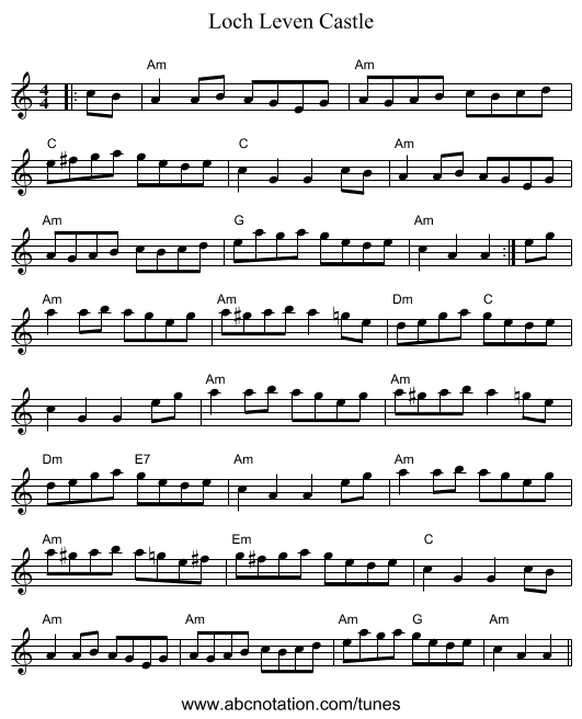 Loch Leven Castle - staff notation