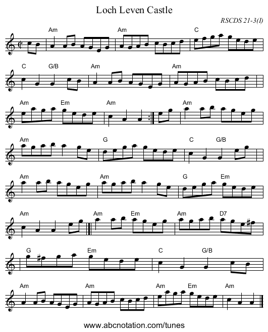 Loch Leven Castle - staff notation
