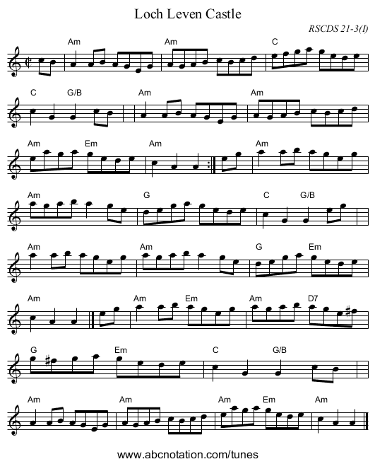 Loch Leven Castle - staff notation