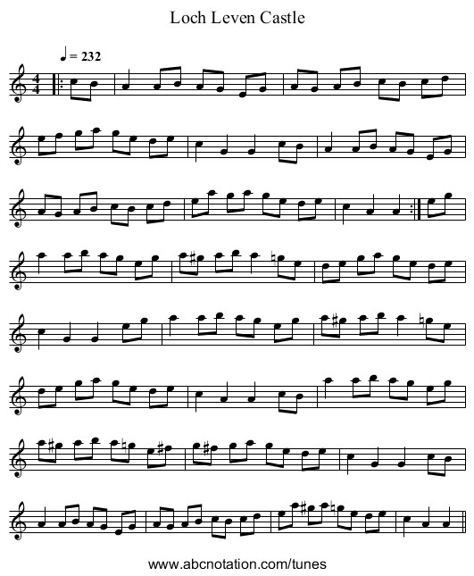 Loch Leven Castle - staff notation