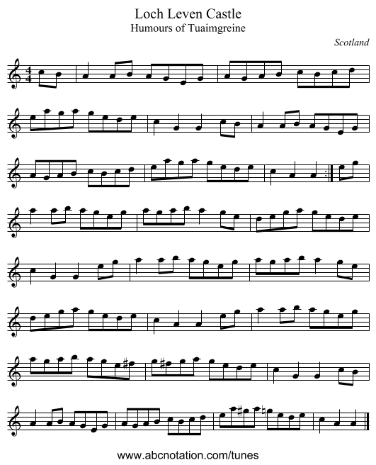 Loch Leven Castle - staff notation