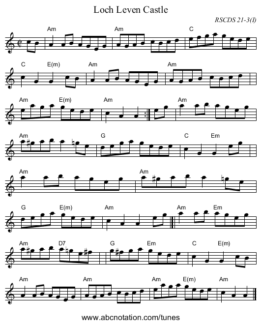 Loch Leven Castle - staff notation