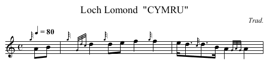 Loch Lomond  CYMRU - staff notation