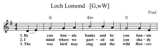 Loch Lomond   [G,wW] - staff notation