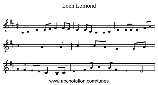 Loch Lomond - staff notation
