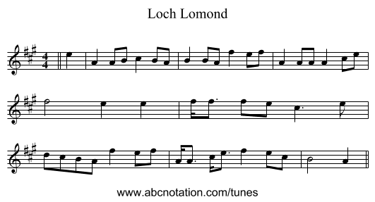 Loch Lomond - staff notation