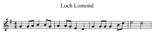 Loch Lomond - staff notation