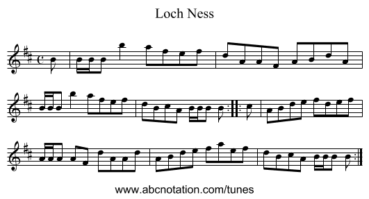 Loch Ness - staff notation
