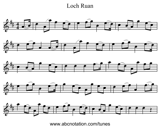 Loch Ruan - staff notation