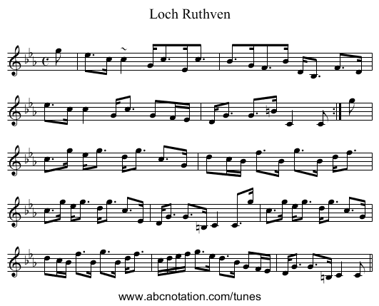 Loch Ruthven - staff notation