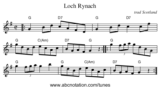 Loch Rynach - staff notation