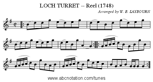 LOCH TURRET -- Reel (1748) - staff notation