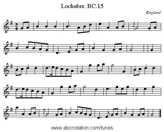 Lochaber. BC.15 - staff notation