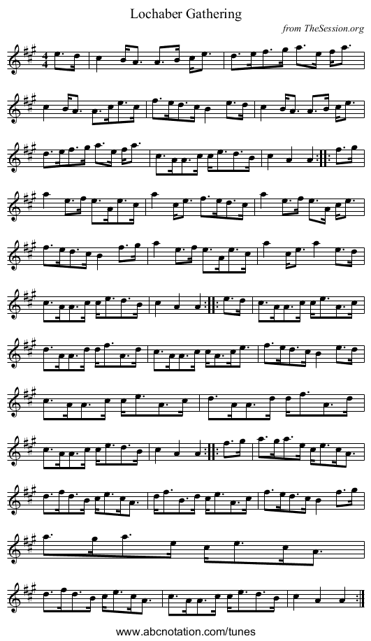 Lochaber Gathering - staff notation