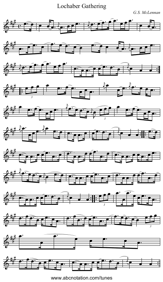 Lochaber Gathering - staff notation