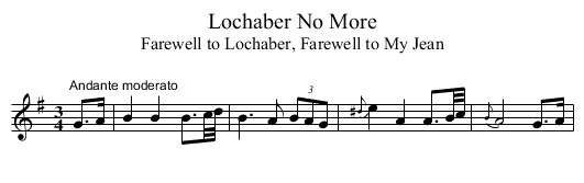 Lochaber No More - staff notation