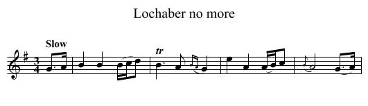 Lochaber no more - staff notation