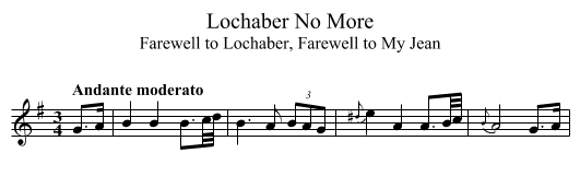 Lochaber No More - staff notation