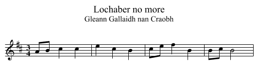 Lochaber no more - staff notation
