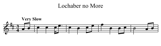 Lochaber no More - staff notation