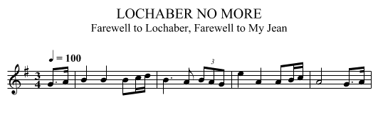 LOCHABER NO MORE - staff notation