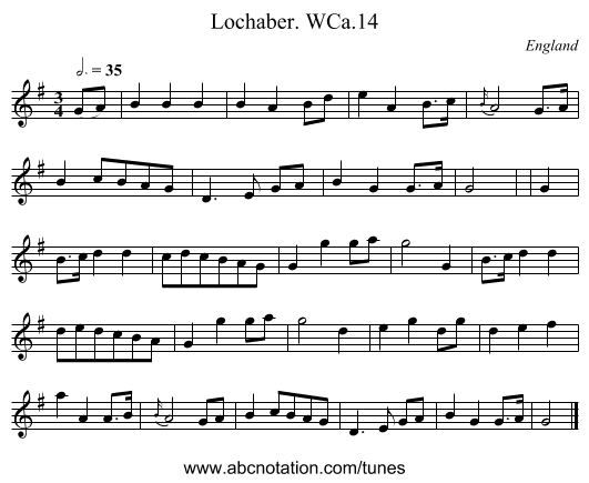 Lochaber. WCa.14 - staff notation