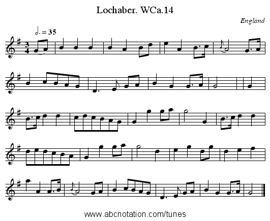 Lochaber. WCa.14 - staff notation