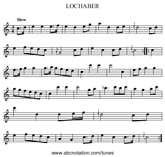 LOCHABER - staff notation