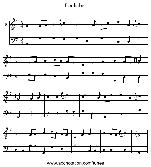 Lochaber - staff notation