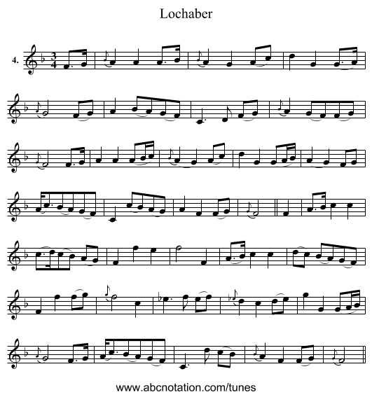 Lochaber - staff notation