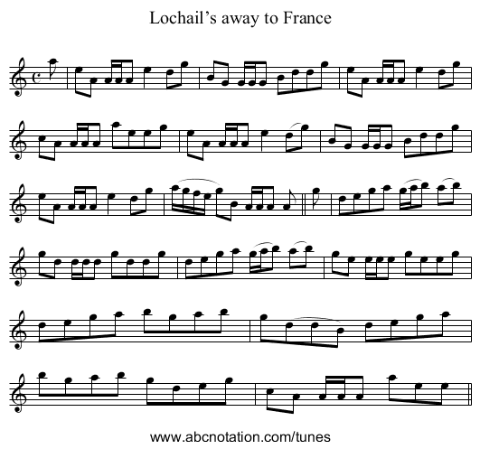 Lochail’s away to France - staff notation