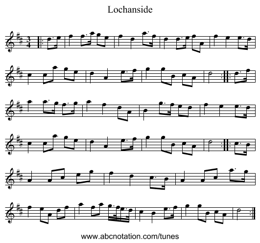 Lochanside - staff notation