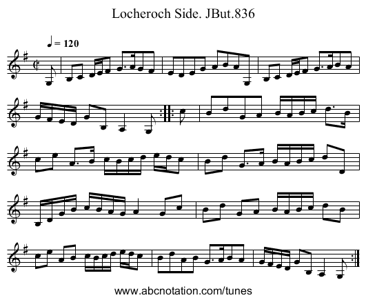 Locheroch Side. JBut.836 - staff notation