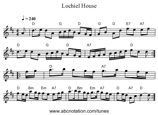 Lochiel House - staff notation