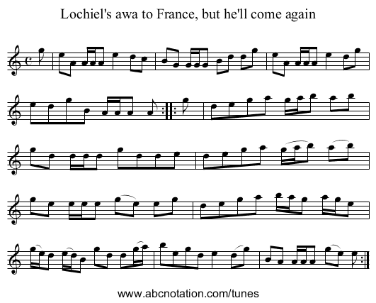 Lochiel's awa to France, but he'll come again - staff notation