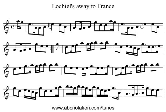 Lochiel's away to France - staff notation