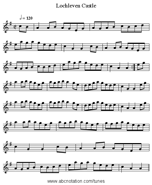 Lochleven Castle - staff notation