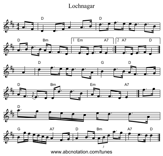 Lochnagar - staff notation