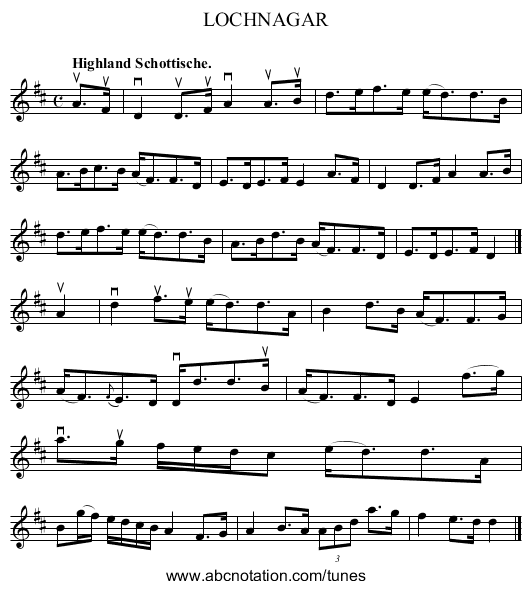LOCHNAGAR - staff notation