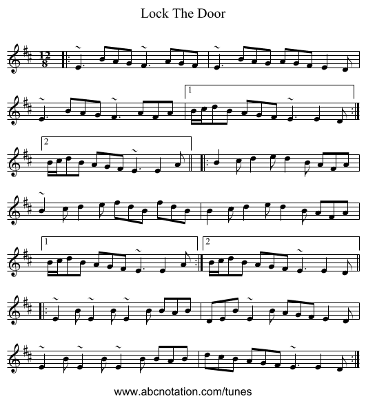 Lock The Door - staff notation