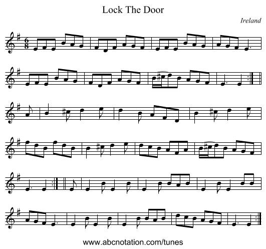 Lock The Door - staff notation
