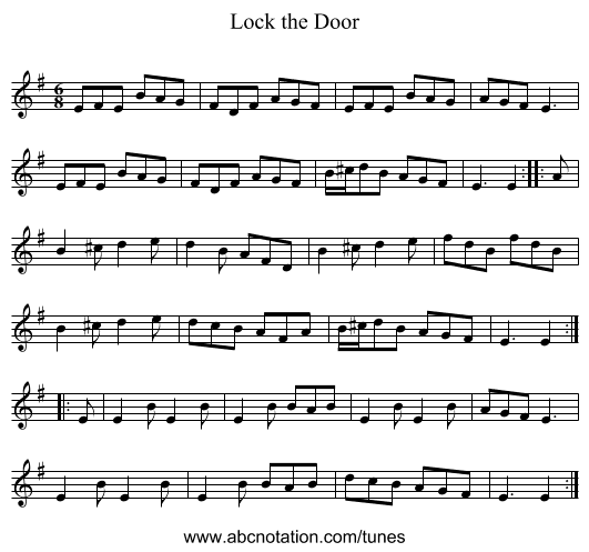 Lock the Door - staff notation